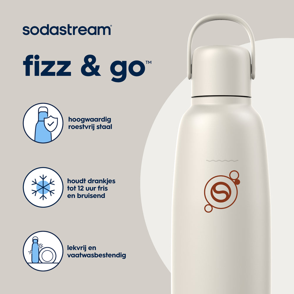 Bouteille en acier inoxydable fizz&go - Beige