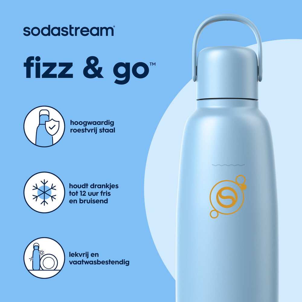0.9L Sodastream fizz & go™ roestvrijstalen bruiswaterfles ice