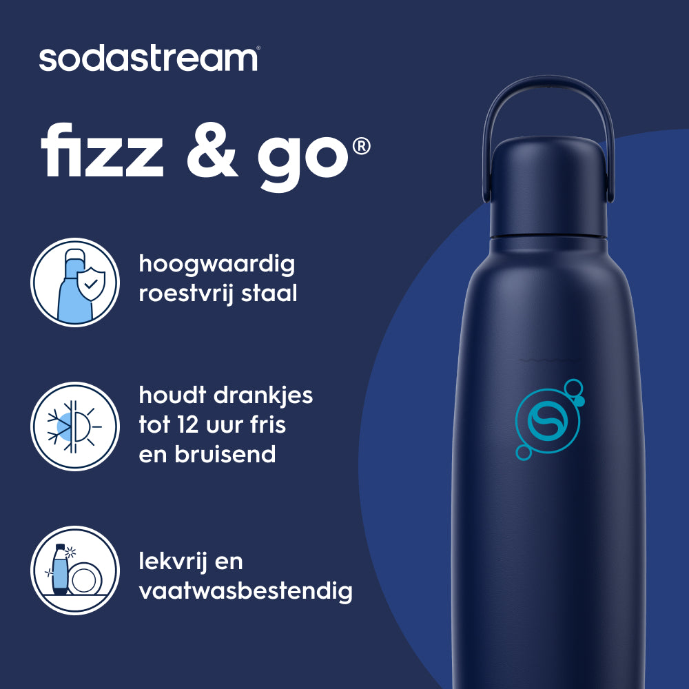 0.9L Sodastream fizz & go™ roestvrijstalen bruiswaterfles bosbes