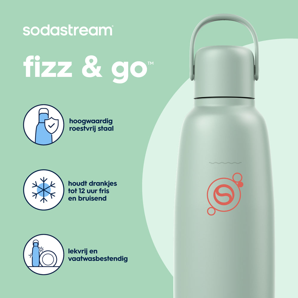 Fizz&go™ rvs fles - Mint
