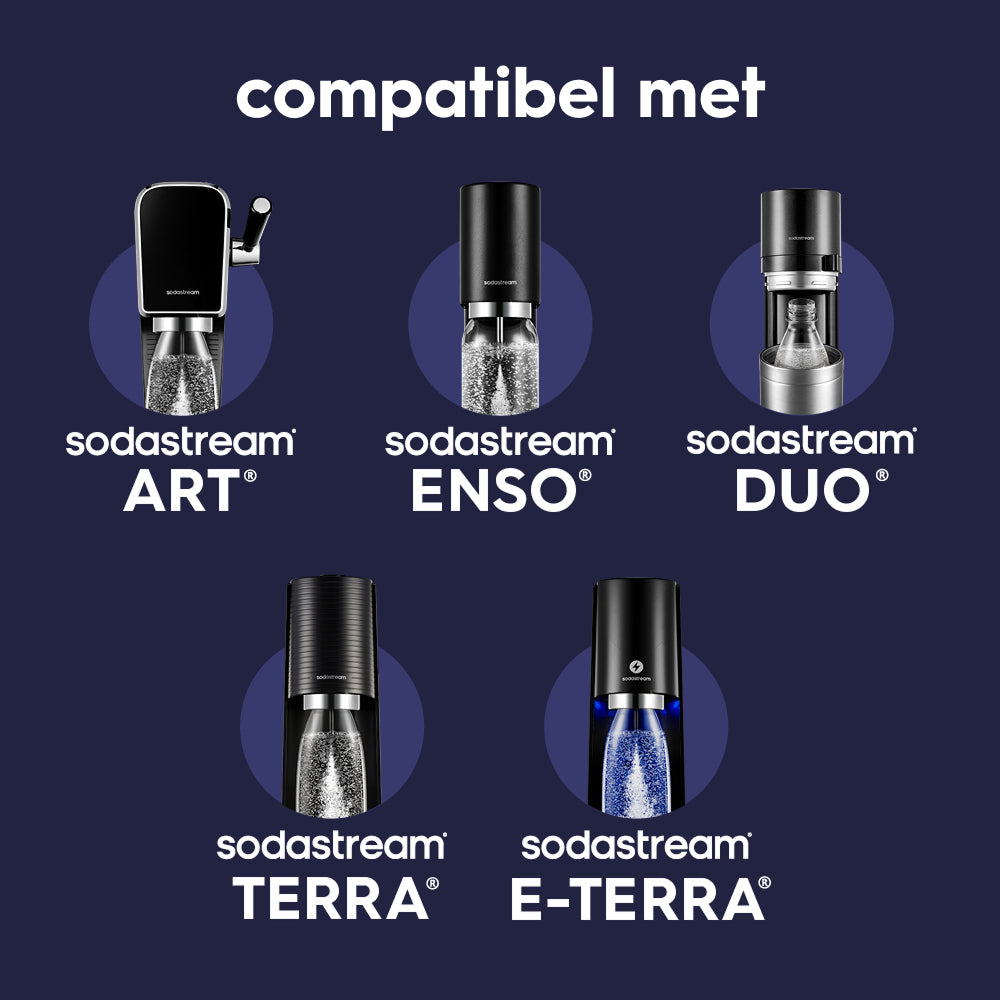 0.9L Sodastream fizz & go™ roestvrijstalen bruiswaterfles zwart
