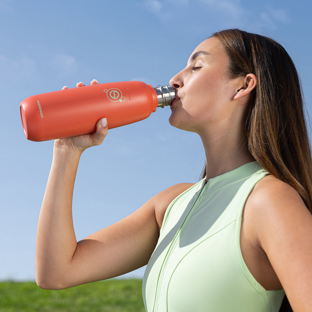 0.9L Sodastream fizz & go™ roestvrijstalen bruiswaterfles papaja