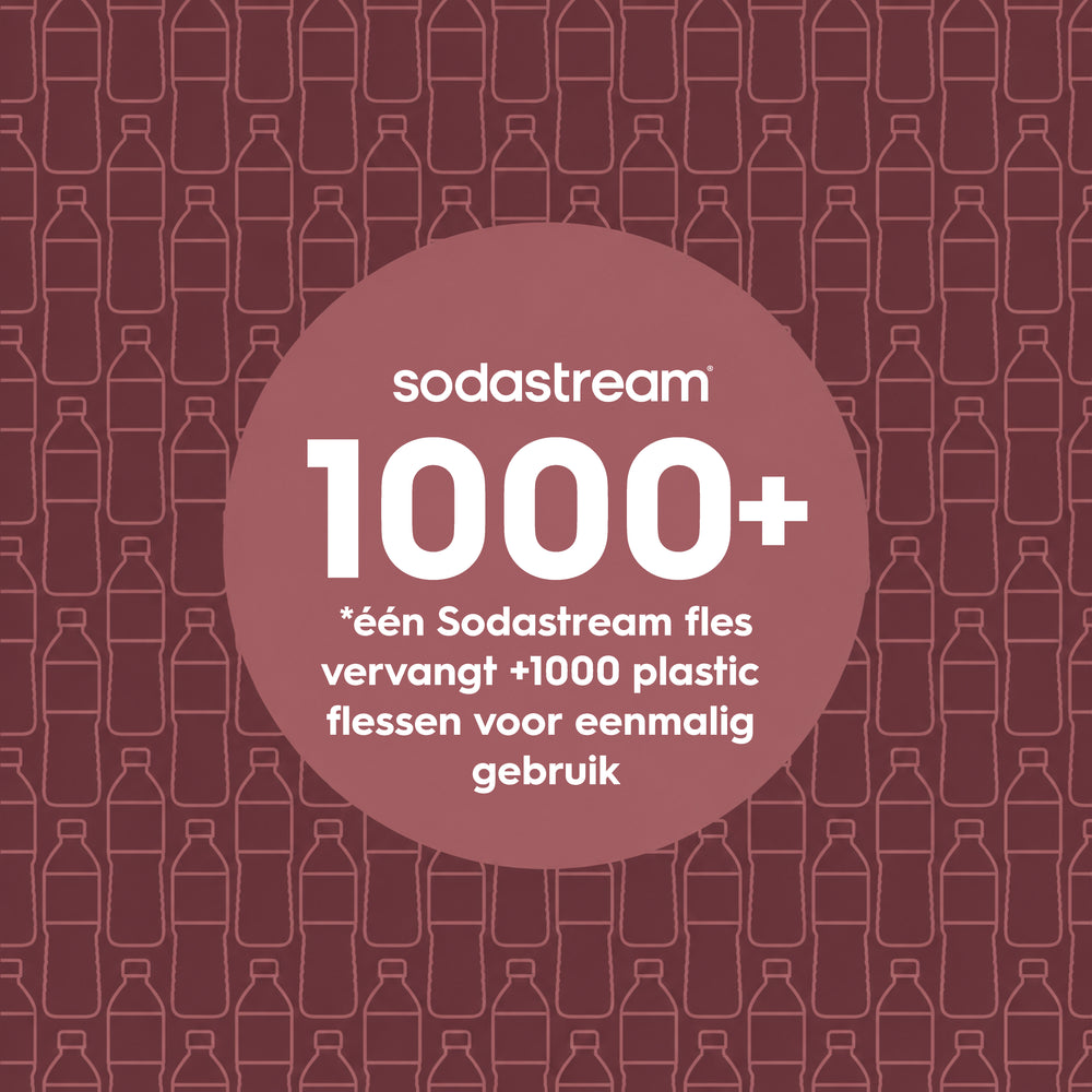 Bouteille de gazéification Sodastream fizz & go™ 0.9L en inox, sans BPA, couleur grenade